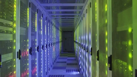 Flashing lights in a corridor of a Dutch datacenter Stock Footage 294987513