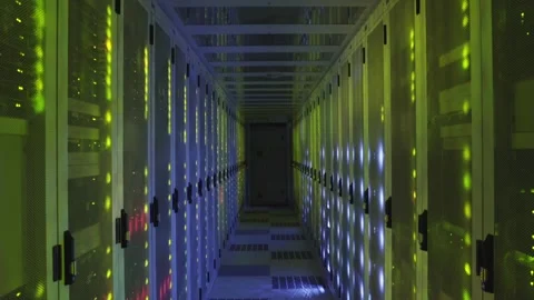 Flashing lights in a corridor of a Dutch datacenter Stock Footage 294987531