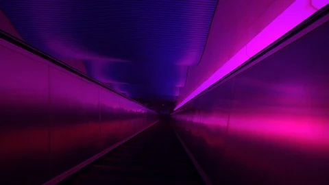 Flashing lights darkness escalator concept fobia Stock Footage 111986166