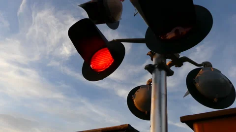 Flashing lights railway Stock Footage 67194468