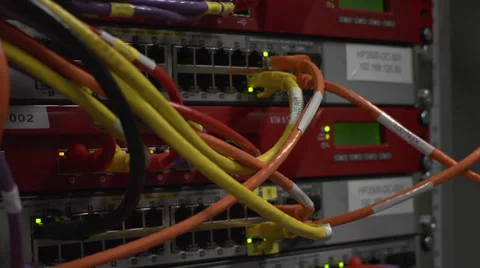 Flashing lights in server and switcher rack Stock Footage 36631063