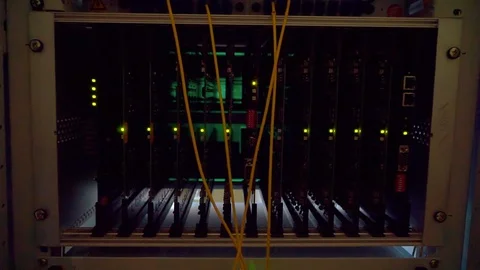 Flashing Lights on Working Servers Close-up Video stock 128363806