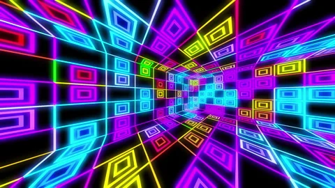 Flashing Neon Cube Disco Background Looped Video Stock Footage 147012838