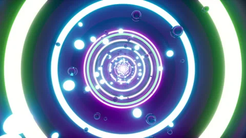 Flashing Neon Light multiple Circle VJ Loop Stock Footage 240319478