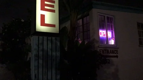 Flashing Neon Motel Open Sign | Stock Video | Pond5