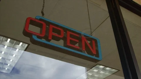 FLASHING NEON OPEN SIGN Stock Footage 72476858