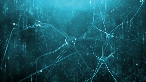 Flashing neuron cells and binary code animation Stock Footage 228073473
