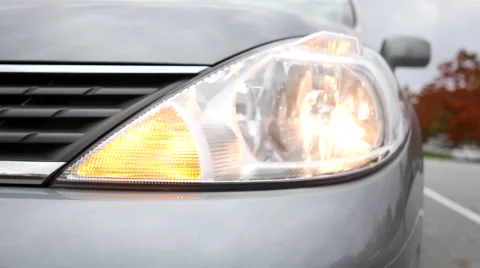 Flashing orange blinker light on front lamp Video stock 55808324