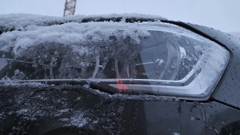 Flashing orange blinker light on front lamp of a car Stock-Footage 89460604