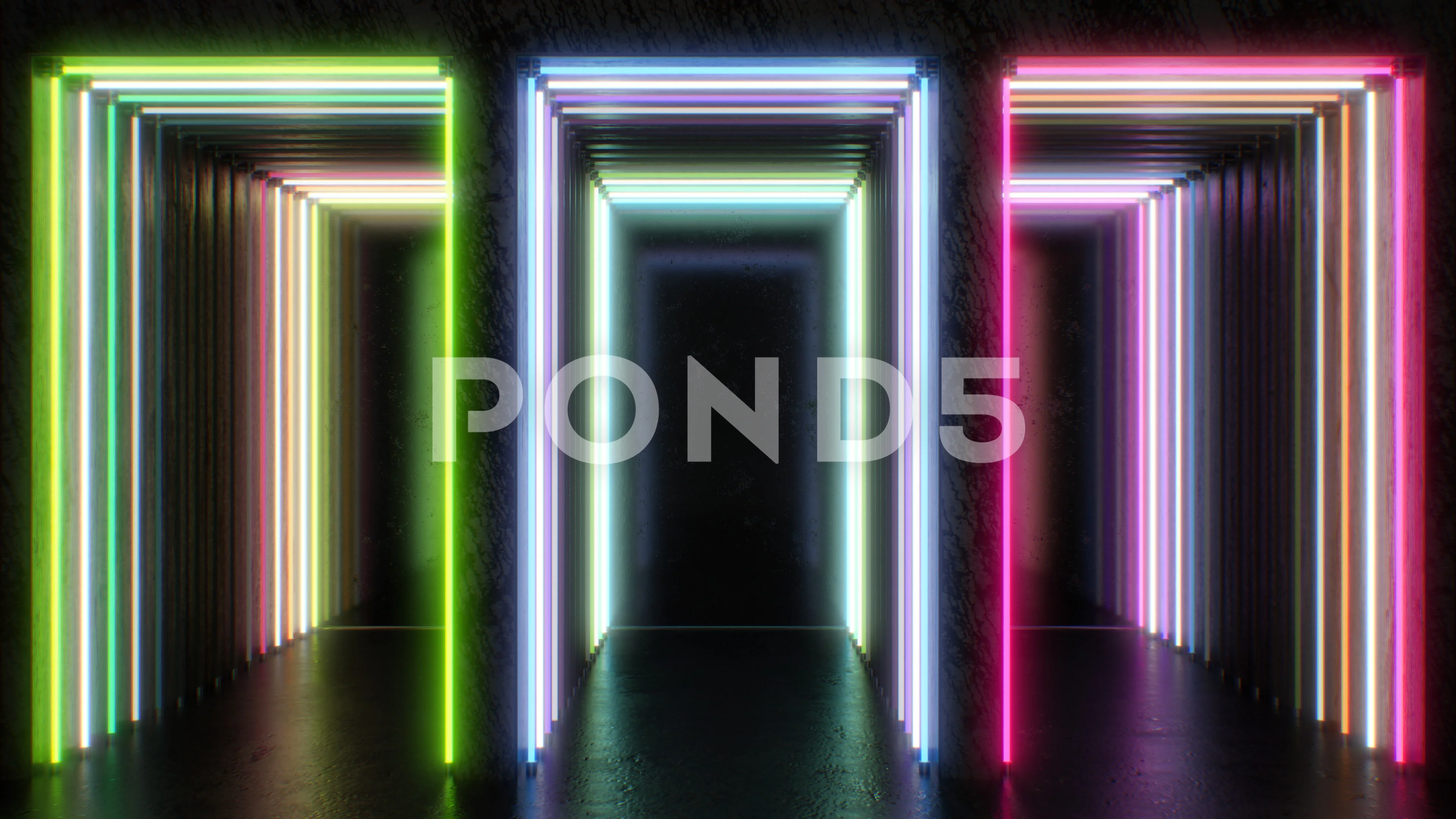 Neon Lights Tunnel Wedding Frame Green Screen Video 