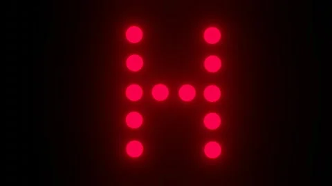 Flashing red dot matrix letter H on black background Stock Footage 316913889