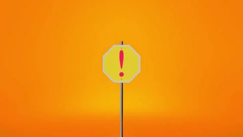 Flashing red exclamation mark on yellow road sign Stock Footage 320619082