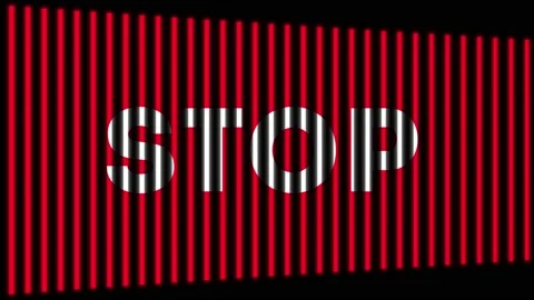 Flashing Red Lines With the Word STOP. Emergency Signal. 4K Stock Footage 187143792