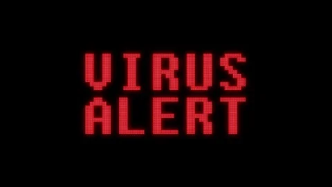 Flashing red virus alert warning word text on digital black lcd screen seamless Stock Footage 83120094