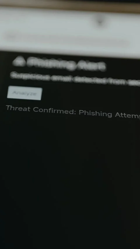 A flashing security alert indicates a confirmed phishing threat Stock Footage 332892367