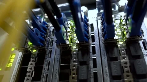 Flashing server lamp, switch, router. Severs computer data center. Stock Footage 87715872
