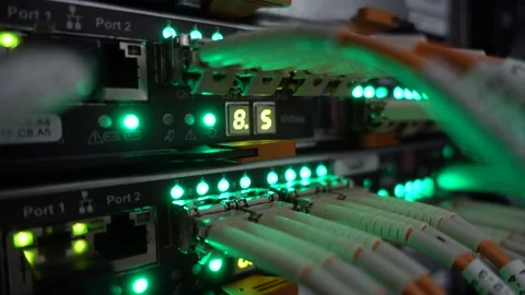 Flashing server lamp, switch, router. 스톡 동영상 87910868