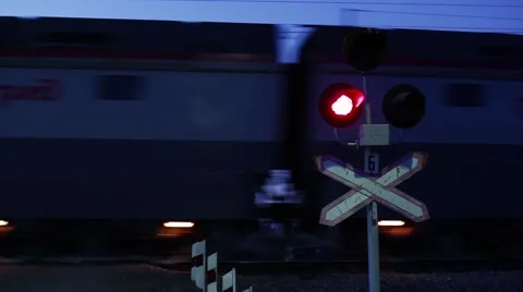 Flashing Signals At A Level Railway Crossing Stock Footage
