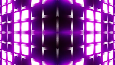 Flashing Symmetrical Grid Pattern Blue and Purple Lights outside of cube Stock Footage 220235172