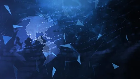 Flashing triangle shapes with digital 3d earth globe Stock Footage 334082225