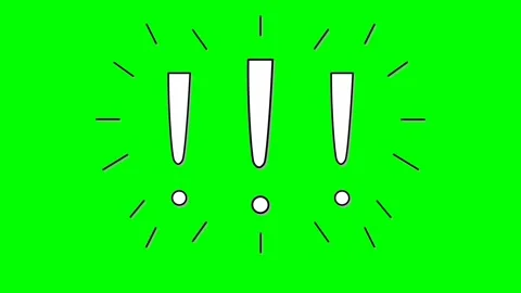 Flashing white exclamation marks animation on green screen. 4K Video stock 343265097
