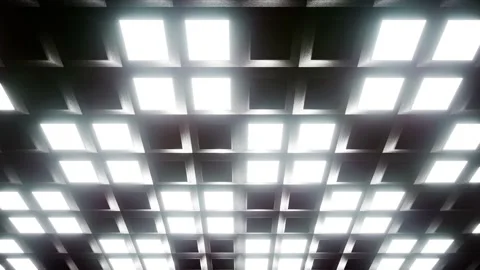 Flashing White Grid Pattern Ceiling Lights Video stock 220235224