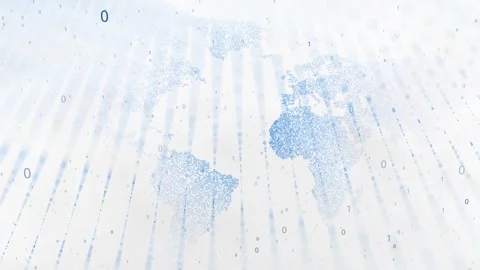 Flashing world map network with binary data Stock Footage 334815522