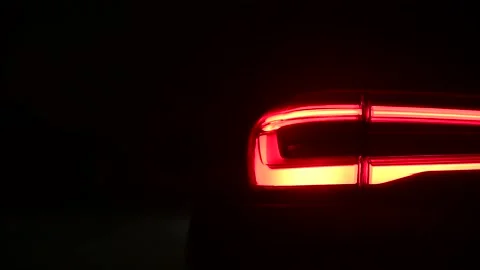 Flashing yellow blinker light on back lamp Stock Footage 142949664