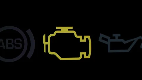 Flashing Yellow Check Engine Light, suggesting a possible engine issue that may Stock Footage 283411967