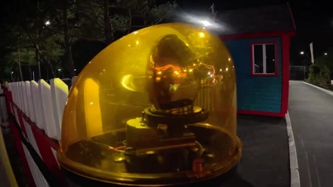 Flashing Yellow Light in the Closed Children's Park Stock Footage 252832030