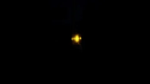 Flashing Yellow Warning Beacon Light on Railway Station at Night Construction Ar Stock Footage 339327324