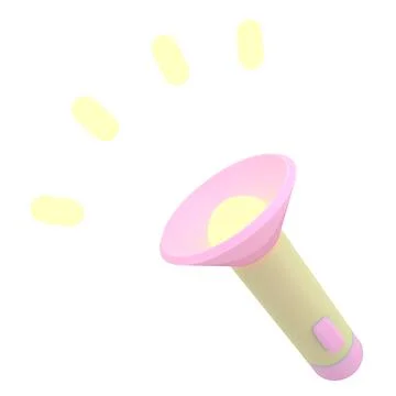 Flashlight and light beam. Electrical torch minimal style. Analysis, search,  Stock Illustration