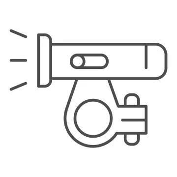 Flashlight for bicycle thin line icon, bicycle accessories concept, Bike light Stock Illustration