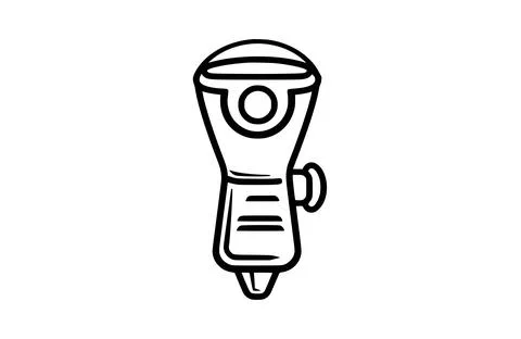 Flashlight black icon, isolated on white background. Vector illustration. Stock Illustration