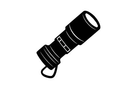 Flashlight black icon, isolated on white background. Vector illustration. Stock Illustration