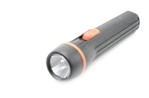 Flashlight black on a white background Stock Photos
