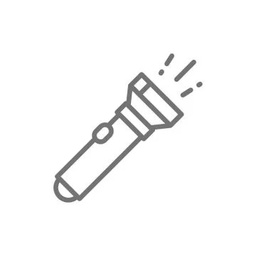 Flashlight, camp lamp line icon. Stock Illustration