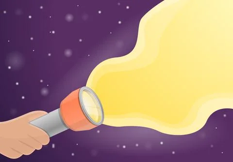 Flashlight concept background, cartoon style Stock-Illustration