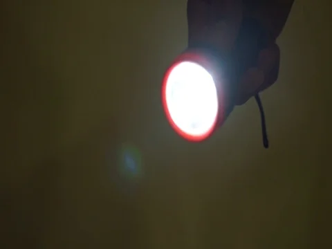 Flashlight in dark room. Stock Footage 112605306