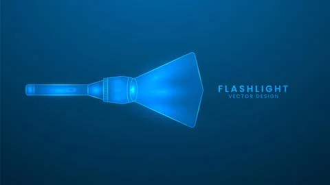 Flashlight, electric lamp, battery powered. Vector illustration with light .. Stock Illustration