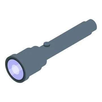 Flashlight emitting light beam in isometric view Stock Illustration