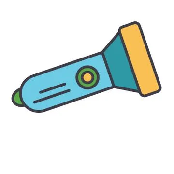 Flashlight flat line illustration, concept vector isolated icon Stock Illustration