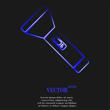 Flashlight . Flat modern web button and space for your text. Stock Illustration