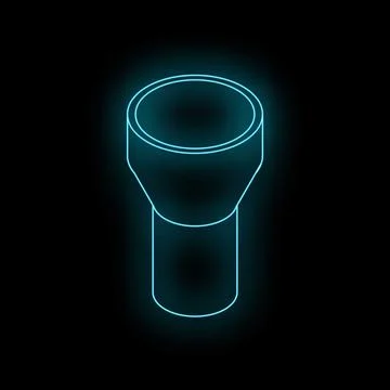 Flashlight glowing with blue neon light on black background Stock Illustration