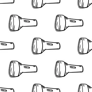 Flashlight hand drawn sketch. Seamless pattern 스톡 일러스트