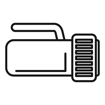 Flashlight with handle emitting a powerful beam of light Stock Illustration