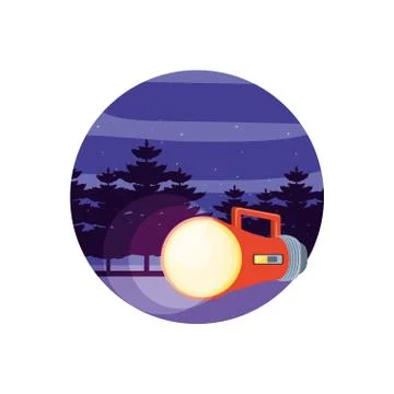 Flashlight handle with landscape Illustration
