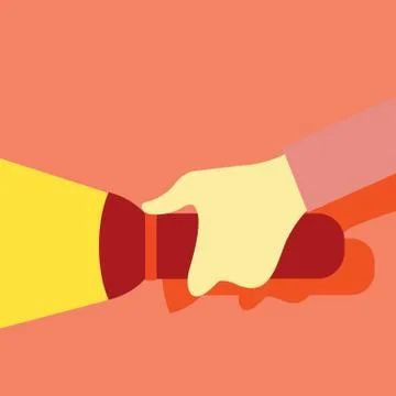 Flashlight Holding Hand Gesture Vector Illustration Graphic Stock Illustration