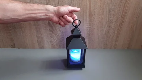 Flashlight. Home lighting. Multi-colored lantern. The lighting is colorful. Stock Footage 113399529