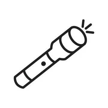 Flashlight icon Black line art vector logo Stock Illustration